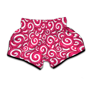 Pink Lollipop Candy Pattern Print Muay Thai Boxing Shorts