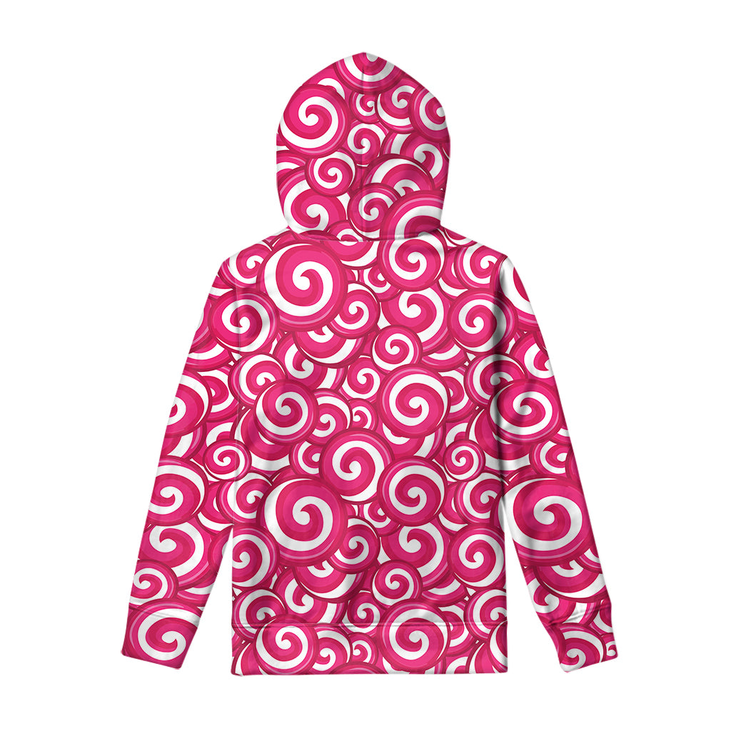 Pink Lollipop Candy Pattern Print Pullover Hoodie