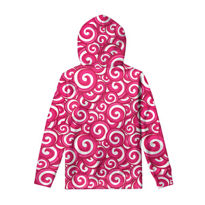 Pink Lollipop Candy Pattern Print Pullover Hoodie