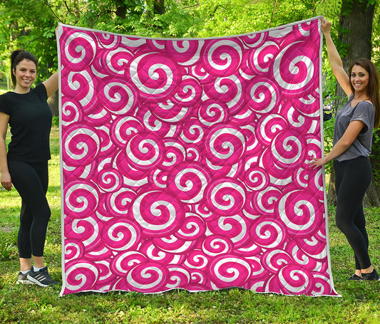 Pink Lollipop Candy Pattern Print Quilt