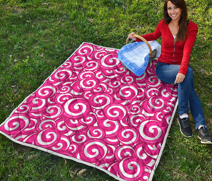 Pink Lollipop Candy Pattern Print Quilt