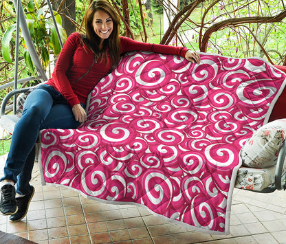 Pink Lollipop Candy Pattern Print Quilt