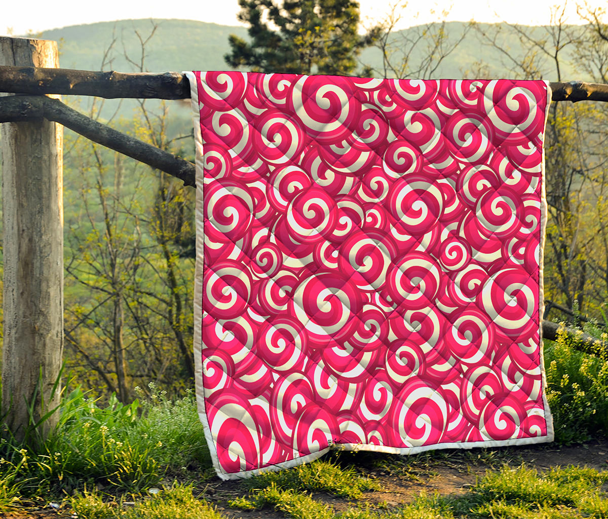 Pink Lollipop Candy Pattern Print Quilt