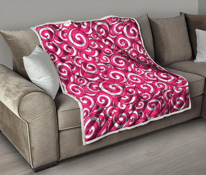 Pink Lollipop Candy Pattern Print Quilt