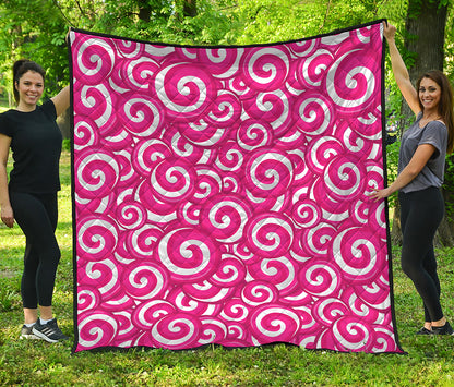 Pink Lollipop Candy Pattern Print Quilt