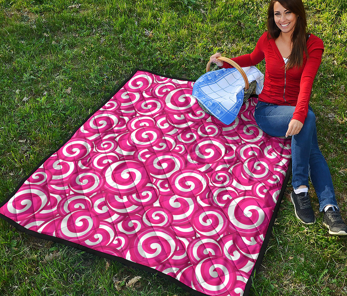 Pink Lollipop Candy Pattern Print Quilt