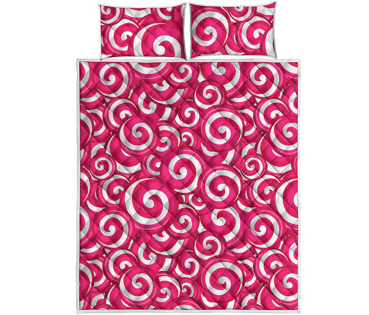 Pink Lollipop Candy Pattern Print Quilt Bed Set