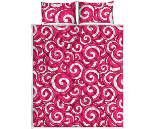 Pink Lollipop Candy Pattern Print Quilt Bed Set