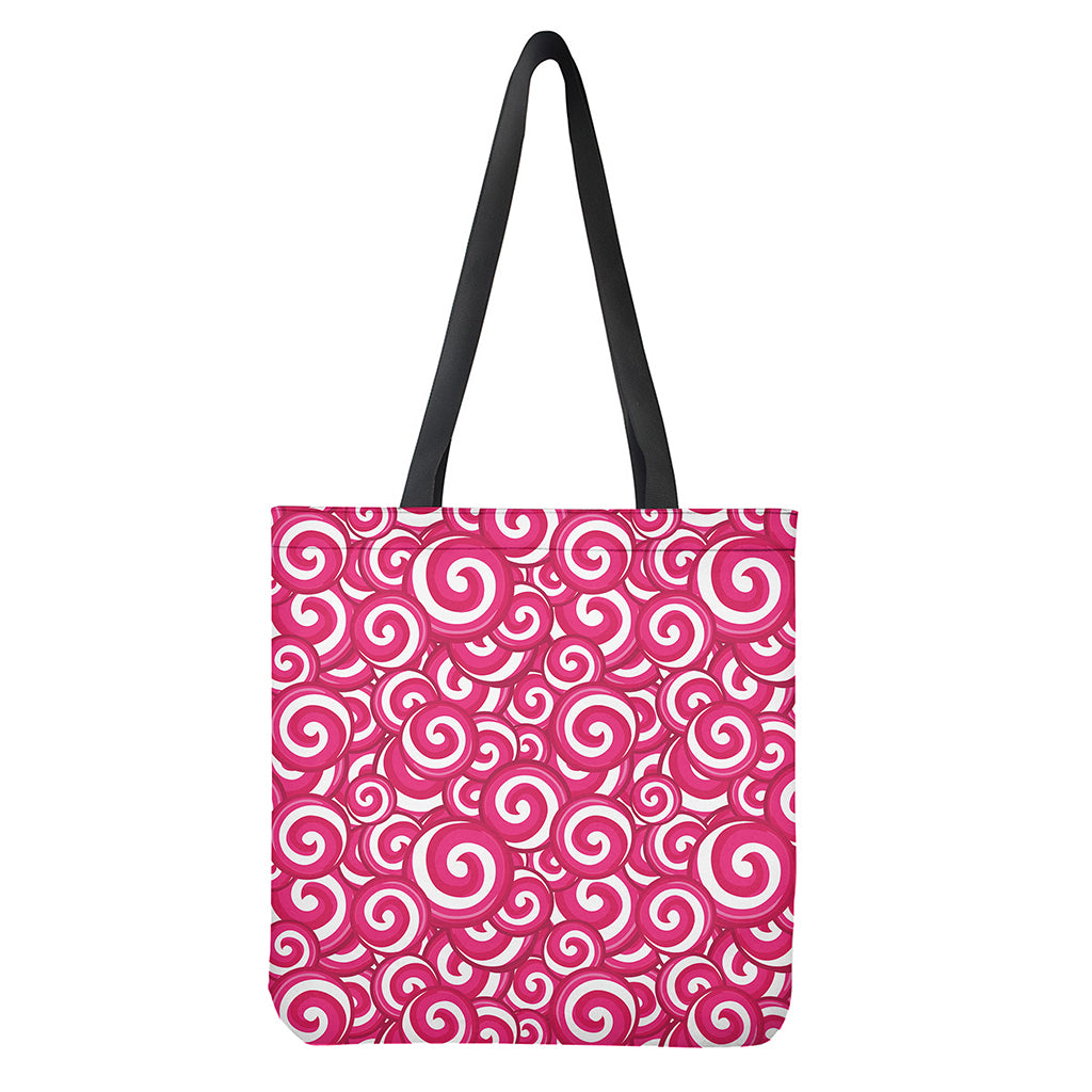 Pink Lollipop Candy Pattern Print Tote Bag