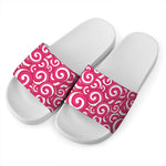Pink Lollipop Candy Pattern Print White Slide Sandals