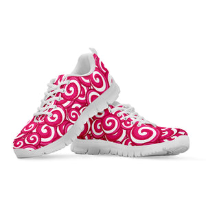 Pink Lollipop Candy Pattern Print White Sneakers