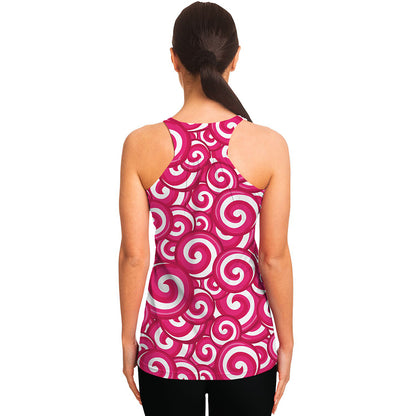 Pink Lollipop Candy Pattern Print Women's Racerback Tank Top