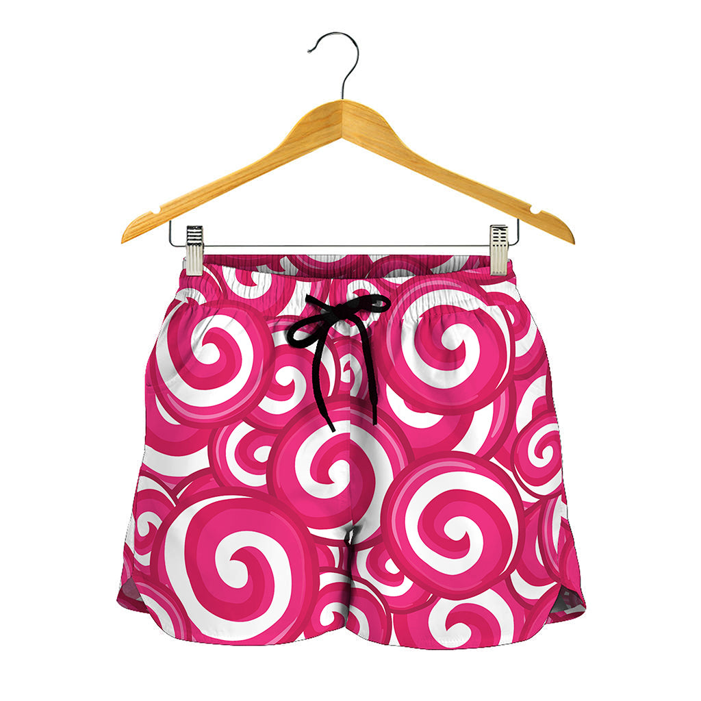 Pink Lollipop Candy Pattern Print Women's Shorts