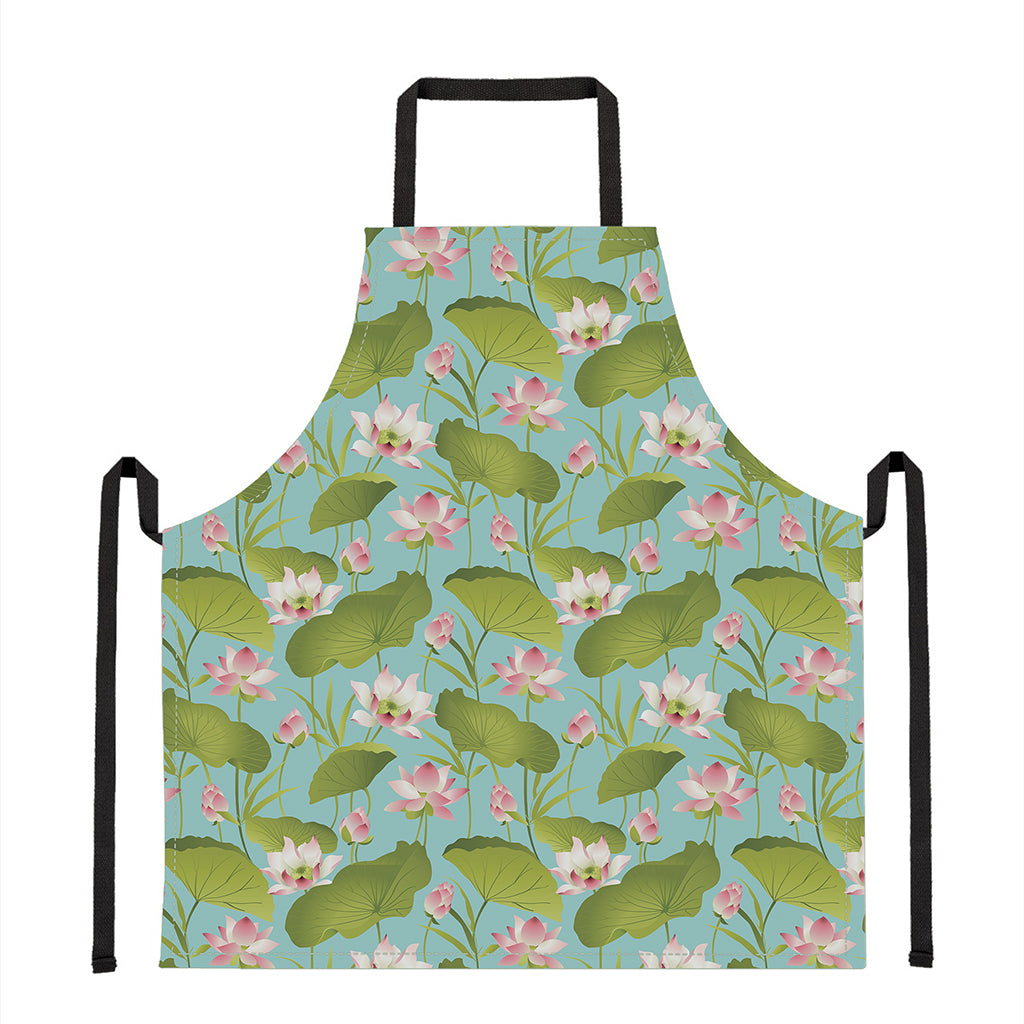 Pink Lotus Pattern Print Apron