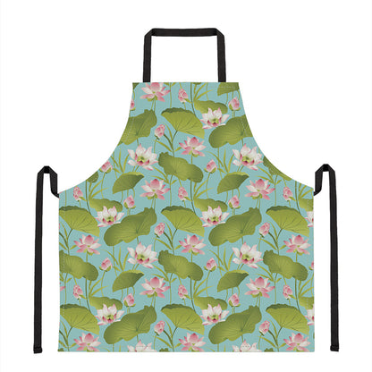 Pink Lotus Pattern Print Apron