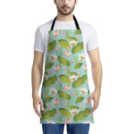 Pink Lotus Pattern Print Apron