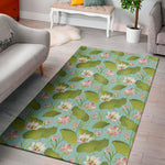 Pink Lotus Pattern Print Area Rug