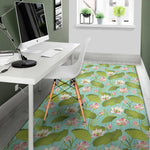 Pink Lotus Pattern Print Area Rug