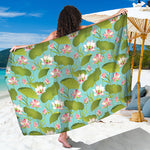 Pink Lotus Pattern Print Beach Sarong Wrap
