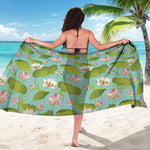 Pink Lotus Pattern Print Beach Sarong Wrap