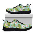 Pink Lotus Pattern Print Black Running Shoes