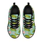 Pink Lotus Pattern Print Black Sneakers