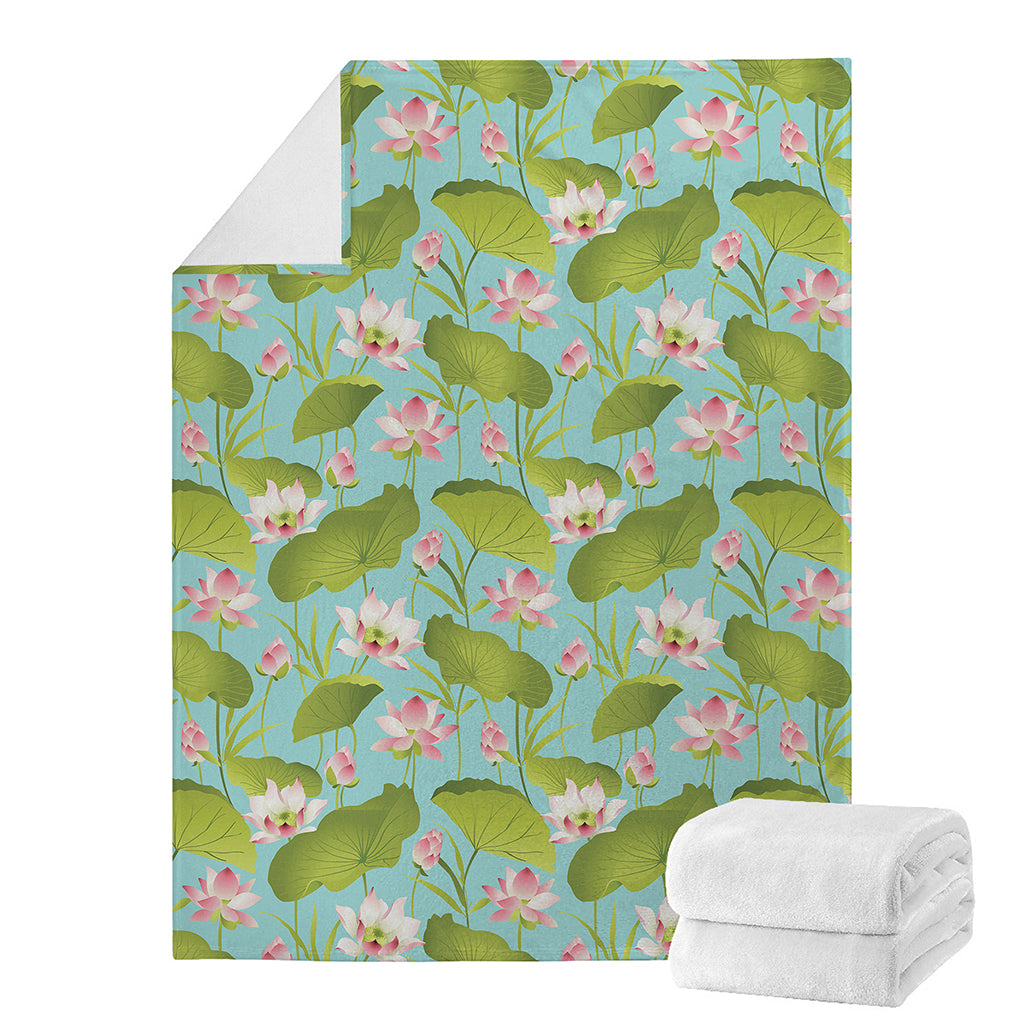 Pink Lotus Pattern Print Blanket