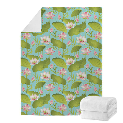 Pink Lotus Pattern Print Blanket