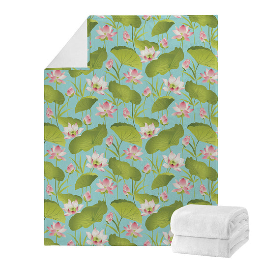 Pink Lotus Pattern Print Blanket