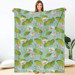 Pink Lotus Pattern Print Blanket