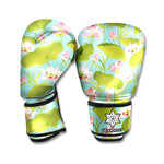 Pink Lotus Pattern Print Boxing Gloves
