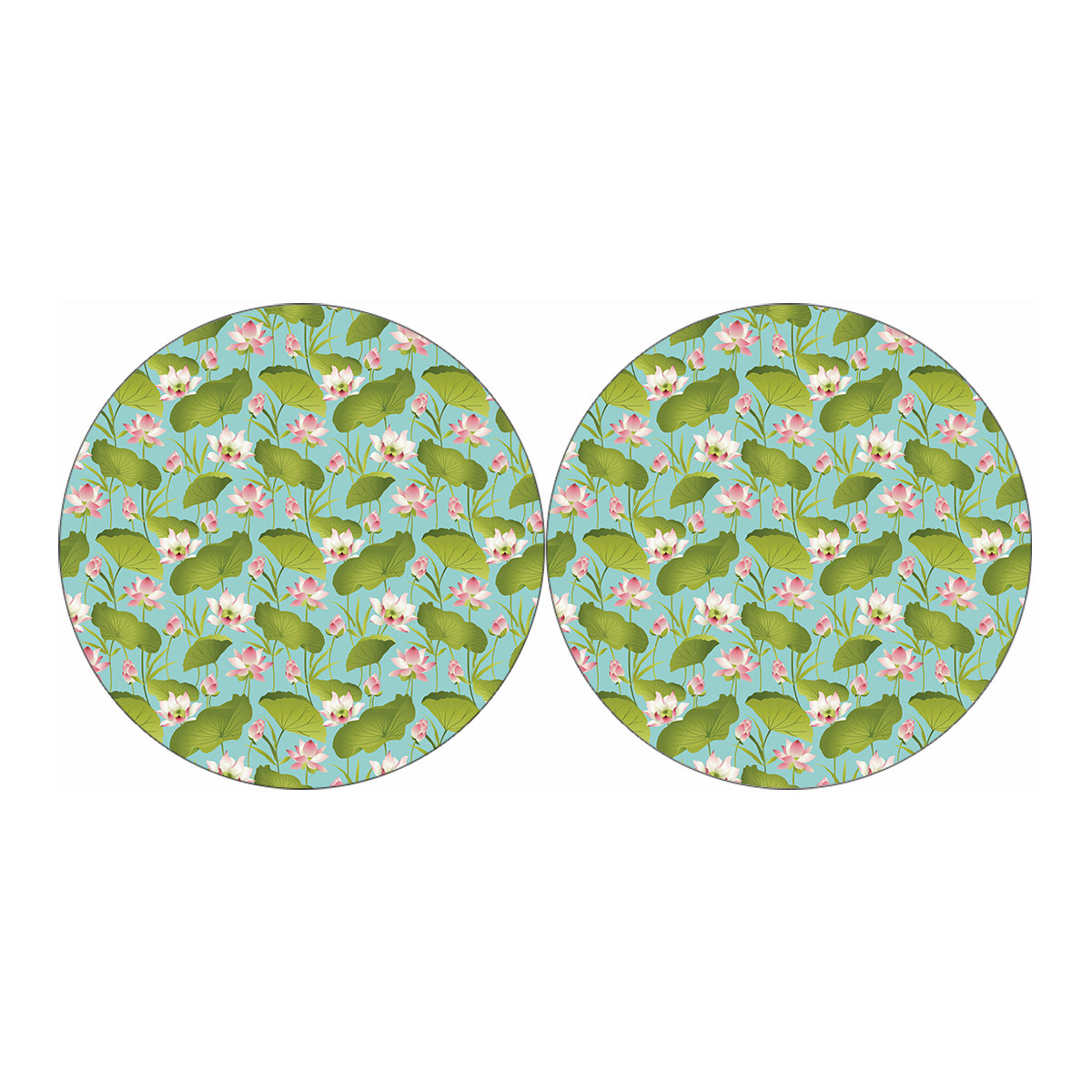 Pink Lotus Pattern Print Car Coasters