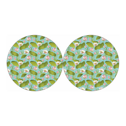 Pink Lotus Pattern Print Car Coasters