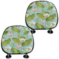 Pink Lotus Pattern Print Car Headrest Covers