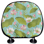 Pink Lotus Pattern Print Car Headrest Covers