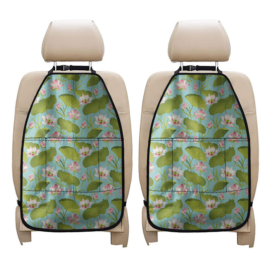 Pink Lotus Pattern Print Car Seat Organizers