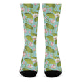 Pink Lotus Pattern Print Crew Socks