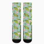 Pink Lotus Pattern Print Crew Socks