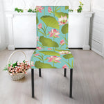 Pink Lotus Pattern Print Dining Chair Slipcover