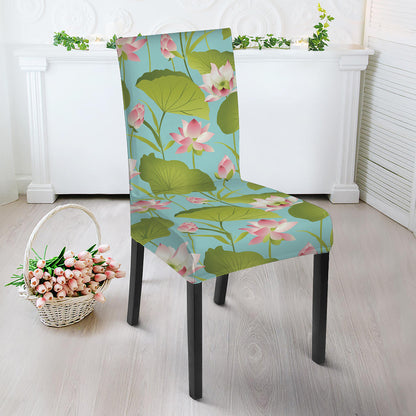 Pink Lotus Pattern Print Dining Chair Slipcover