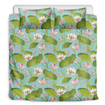 Pink Lotus Pattern Print Duvet Cover Bedding Set