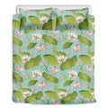 Pink Lotus Pattern Print Duvet Cover Bedding Set