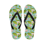 Pink Lotus Pattern Print Flip Flops