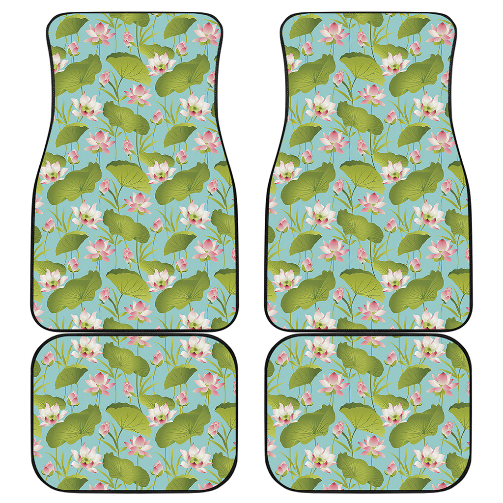 Pink Lotus Pattern Print Front and Back Car Floor Mats