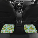 Pink Lotus Pattern Print Front and Back Car Floor Mats