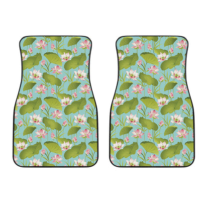 Pink Lotus Pattern Print Front Car Floor Mats
