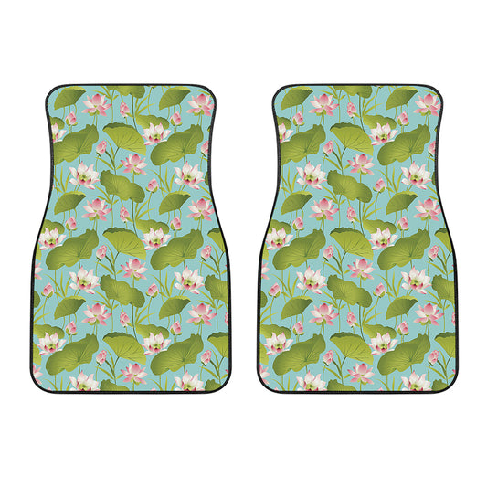 Pink Lotus Pattern Print Front Car Floor Mats