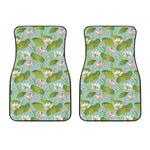 Pink Lotus Pattern Print Front Car Floor Mats