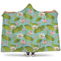Pink Lotus Pattern Print Hooded Blanket