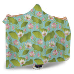 Pink Lotus Pattern Print Hooded Blanket